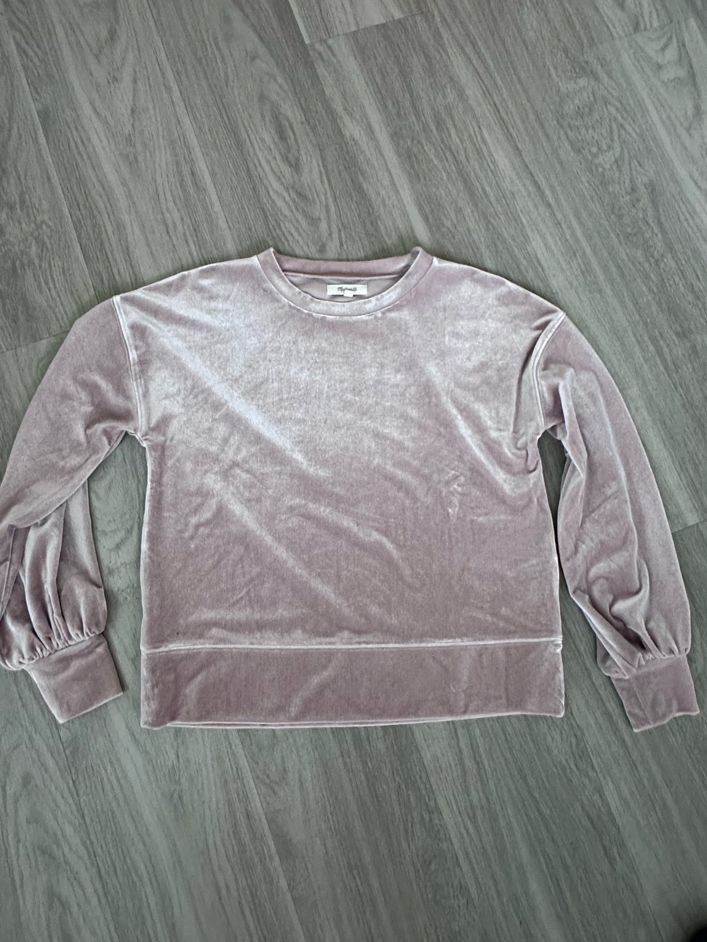 Madewell Velour Balloon Sleeve Sweater Top